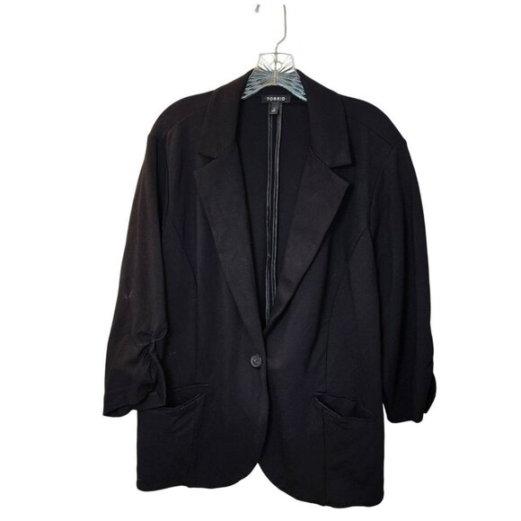 Torrid Ponte Blazer 3X | Black Stretch Boyfriend 1-Button 3/4 Sleeve - Picture 11 of 11